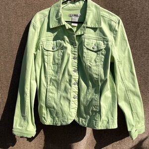 Vintage A.M.I Lime Green 100% Cotton Jean look jacket Sz L Y2K Style
